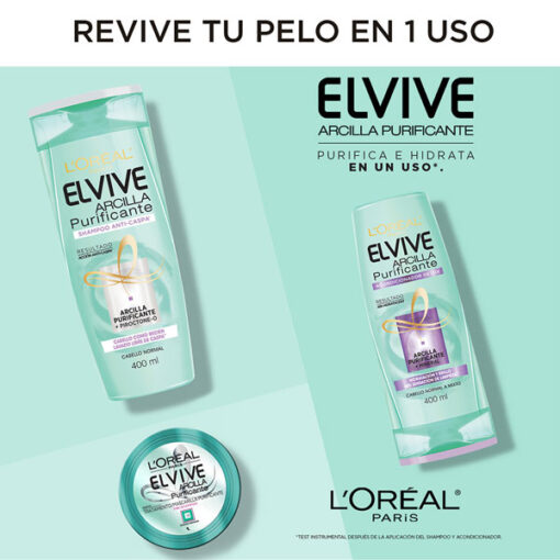 Shampoo Elvive Arcilla Purificante Anti-Caspa X 400 Ml - Imagen 5