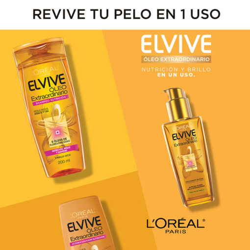 Crema de lavado Elvive Óleo Extraordinario Low Shampoo 3 en 1 X 400 Ml - Imagen 5