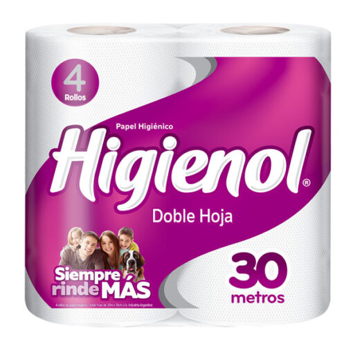 Papel higiénico Higienol  Doble Hoja 30 metros X 4 Rollos