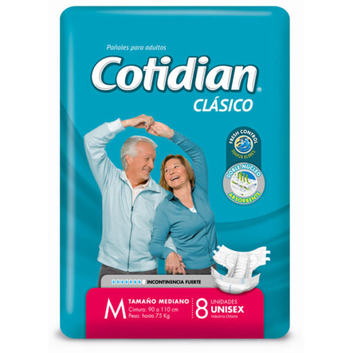 Pañales para adultos Cotidian Clásico Mediano X 8 U