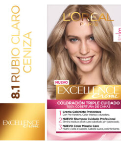 Tintura Permanente en Kit Excellence 8.1 Rubio Claro Ceniza