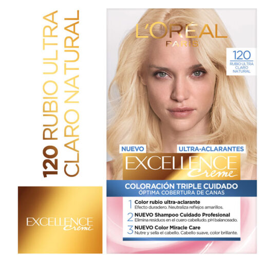Tintura Permanente en Kit Excellence 120 Rubio Ultra Claro Natural
