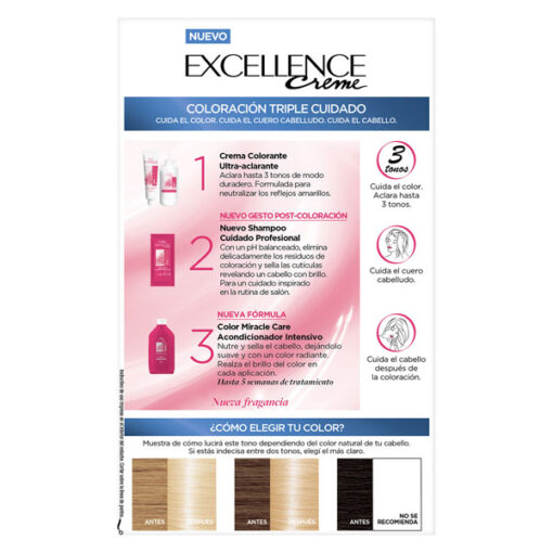 Tintura Permanente en Kit Excellence 120 Rubio Ultra Claro Natural - Imagen 6