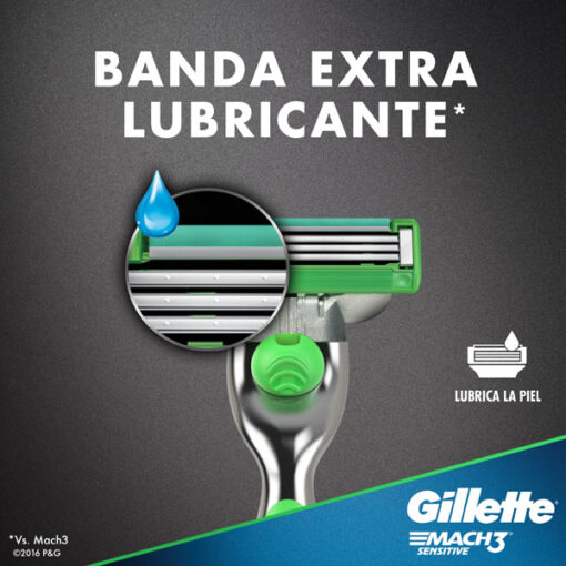 Repuesto Máquina de Afeitar Gillette Mach3 Sensitive X 4 U - Imagen 3
