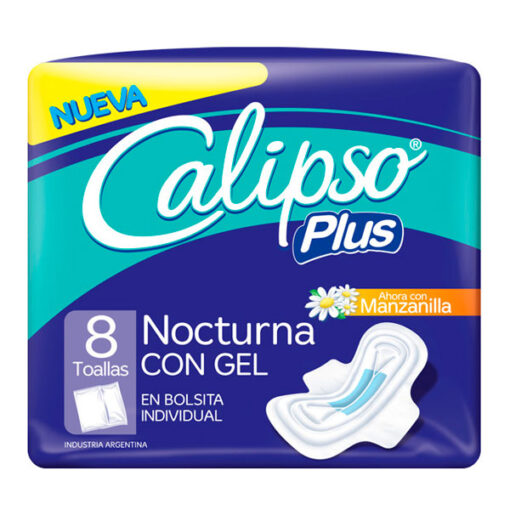 Toallas femeninas Calipso Plus Nocturna con gel X 8u