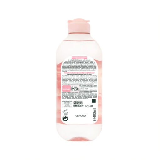 Agua Micelar Garnier Skin Active Agua de rosas X 400 Ml - Imagen 2