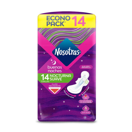 Toallas femeninas Nosotras  Buenas Noches X 14 U