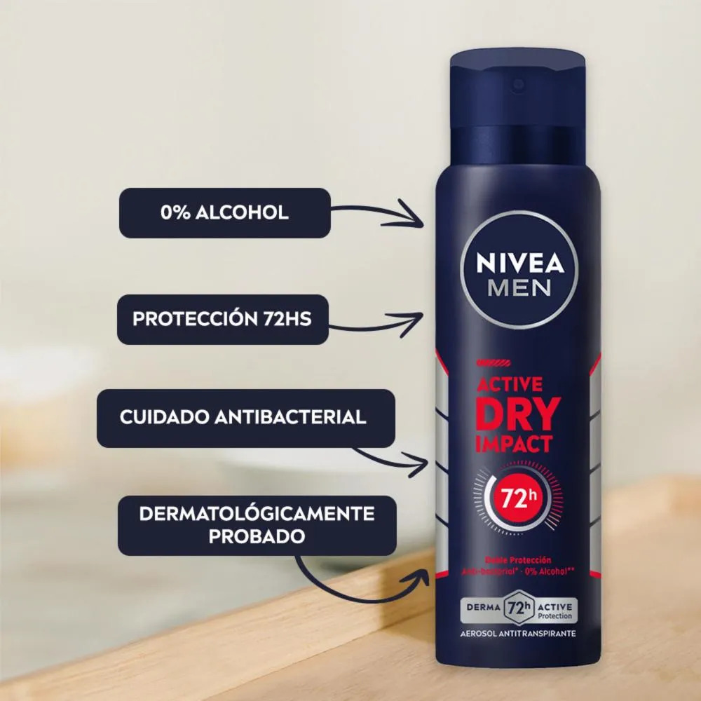 Desodorante Antitraspirante Spray Nivea Men Dry Impact X 150 Ml - Imagen 2
