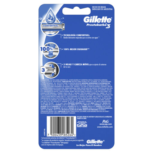 Máquina para afeitar Descartable Gillette Prestobarba 3 X 8 U - Imagen 2