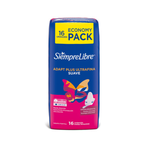 Toallas Femeninas Siempre Libre Adapt Plus Ultrafina Suave X 16 U - Imagen 2