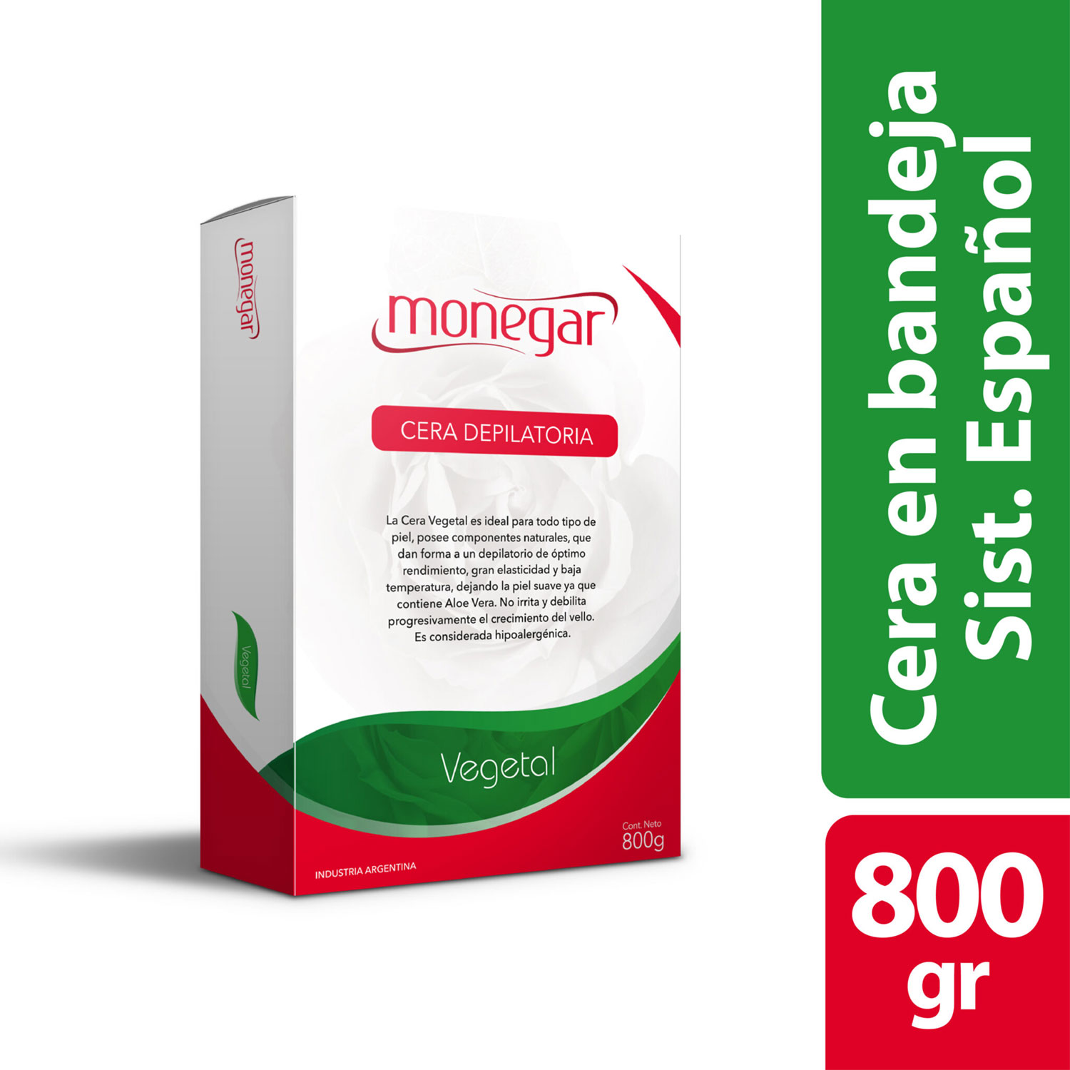 Cera Depilatoria en Bandeja Monegar Vegetal X 800 Gr - Imagen 2