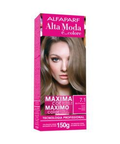 Kit de Tintura Alta Moda Máximo Color 7.1 Rubio Medio Ceniza X 150 Gr