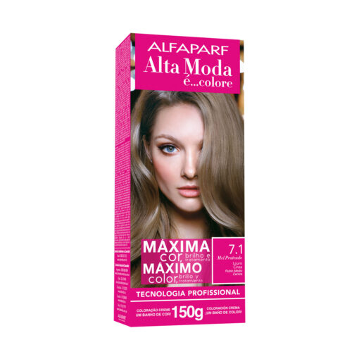 Kit de Tintura Alta Moda Máximo Color 7.1 Rubio Medio Ceniza X 150 Gr