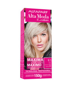 Kit de Tintura Alta Moda Máximo Color 9.1 Rubio Clarísimo Ceniza X 150 Gr