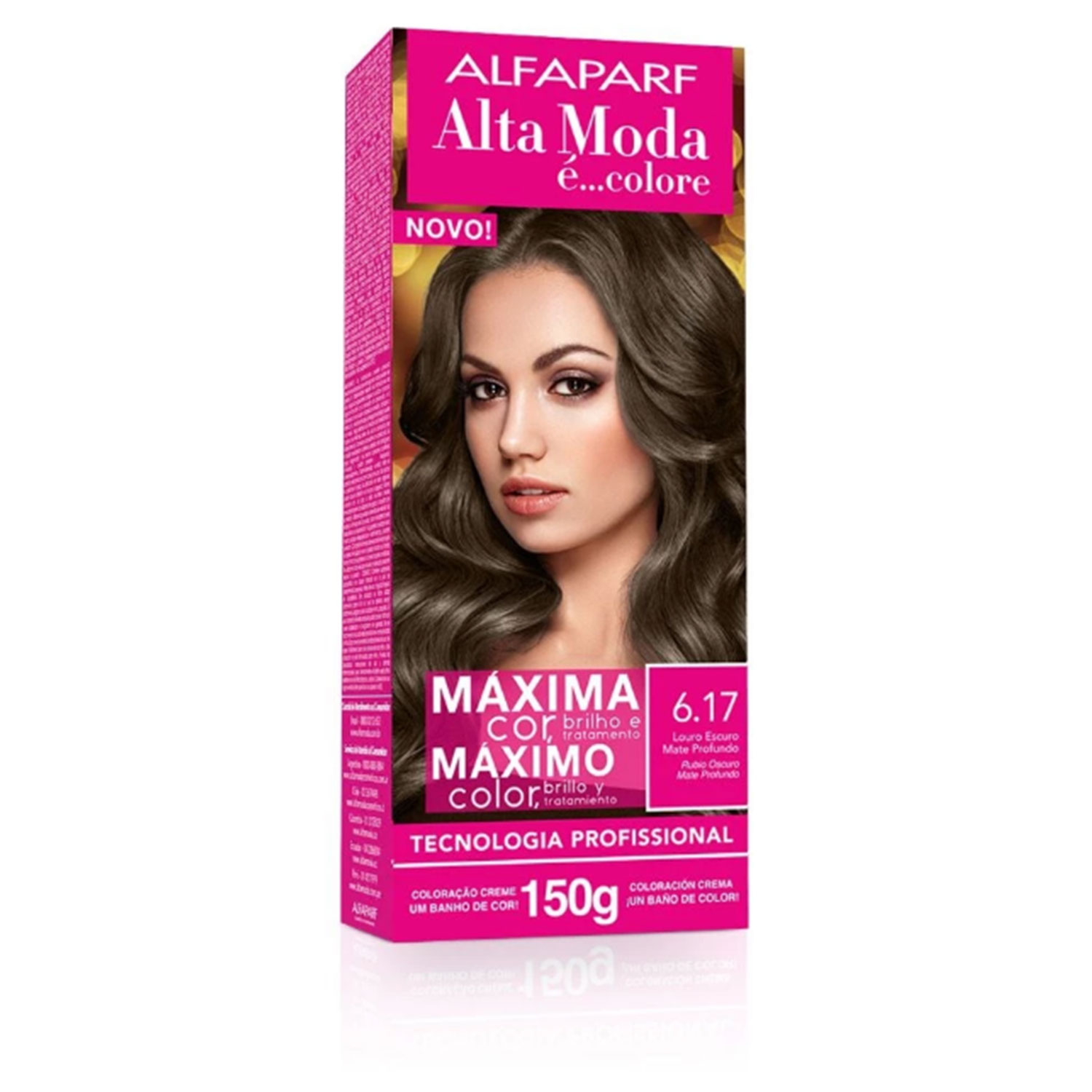 Kit de Tintura Alta Moda Máximo Color 6.17 Rubio Oscuro Mate Profundo X 150 Gr