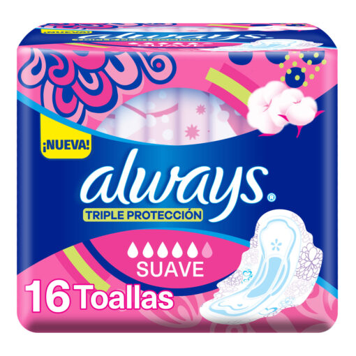 Toallitas Femeninas Always Triple Protección Día Suave X 16 U