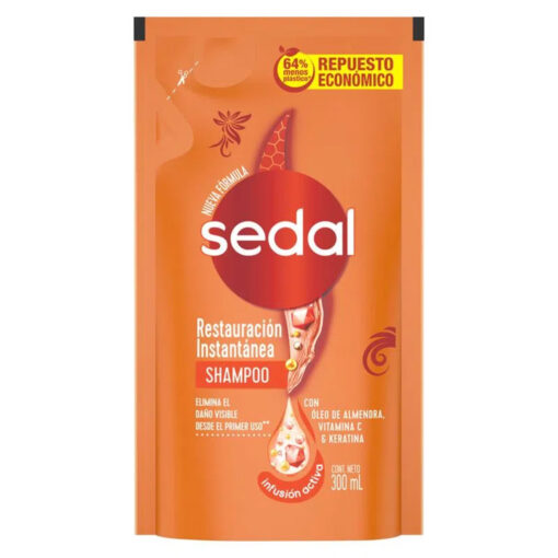Recarga Económica Shampoo Sedal Restauración Instantánea X 300 Ml