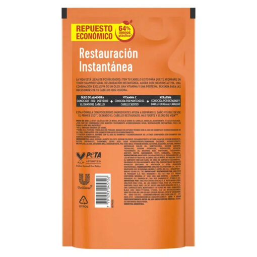 Recarga Económica Shampoo Sedal Restauración Instantánea X 300 Ml - Imagen 2