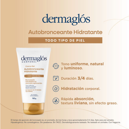 Crema Gel Autobronceante Dermaglós X 150 Gr - Imagen 5