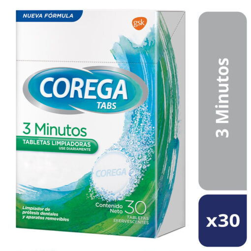 Tabletas Limpiadoras Corega Tabs 3 Minutos X 30 U - Imagen 3
