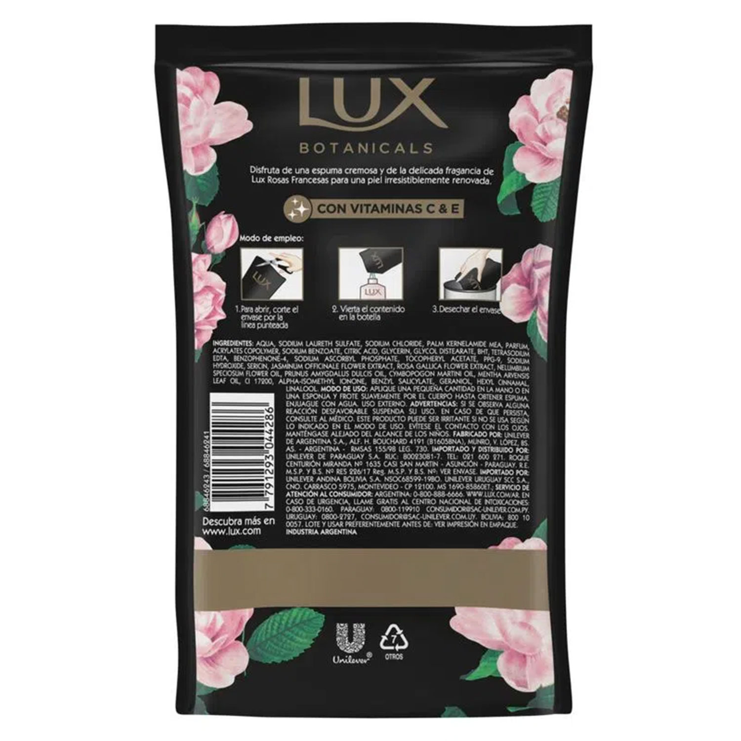 Repuesto Jabón Líquído Lux Botanicals Rosas Francesas X 220 Ml - Imagen 2