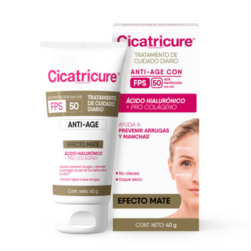 Crema Facial Cicatricure Anti Age Efecto Mate FPS 50 X 40 gr