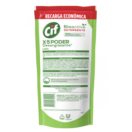Repuesto Detergente Cif Bioactive Lima X 450 Ml - Imagen 2