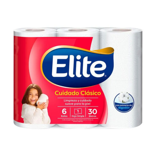 Papel Higiénico Elite Hoja Simple 30 Metros X 6 U