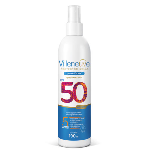 Protector Solar en Spray Villeneuve Efecto Seco FPS 50 X 190 Ml - Imagen 2