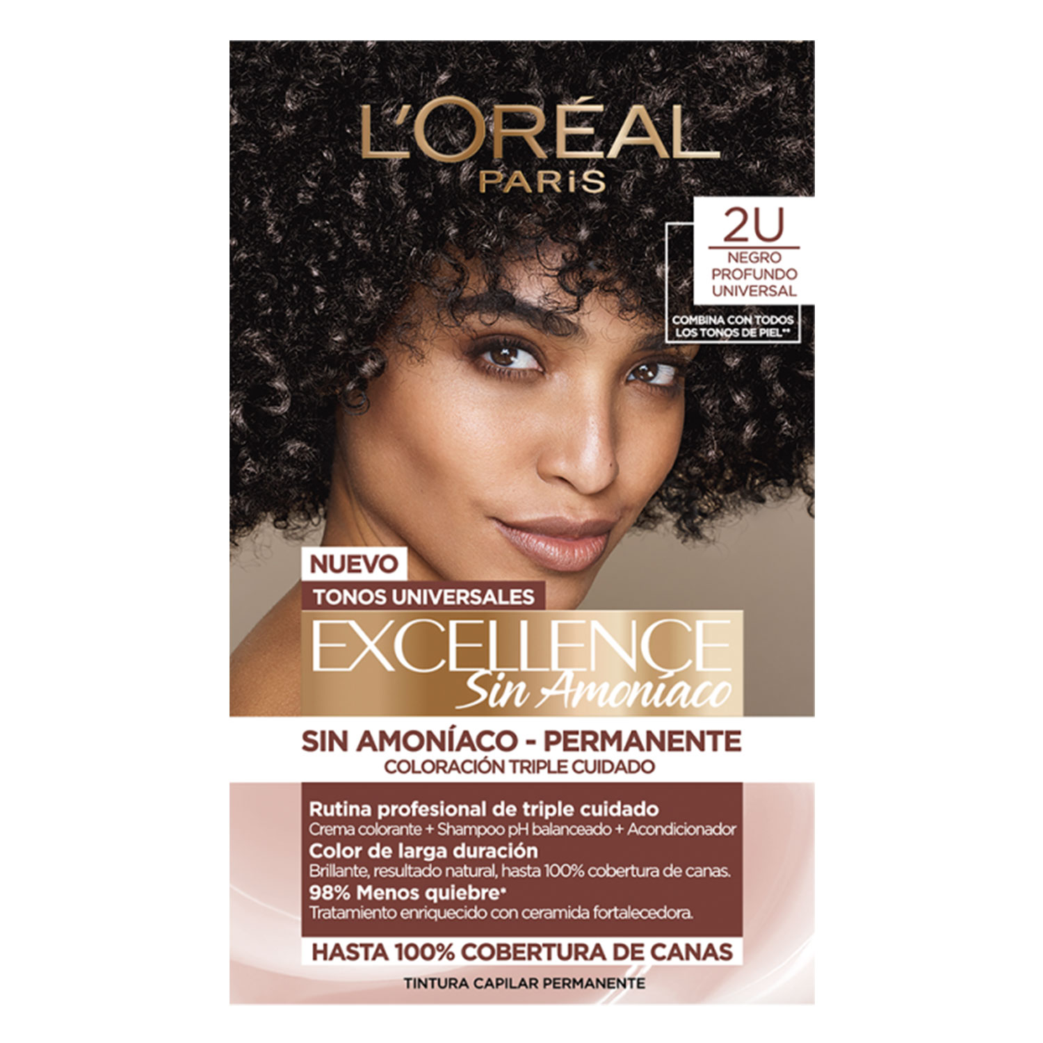 Kit Tintura Permanente Excellence Sin Amoniaco 2 Negro Profundo