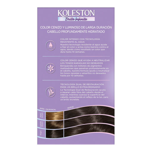 Tintura Permanente en Kit Koleston Brillo Infinito 31 Castaño Oscuro Cenizo Cautivador - Imagen 2