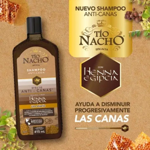 Shampoo Tonalizador Tio Nacho Henna Egipcia Anti Canas X 415 Ml - Imagen 4
