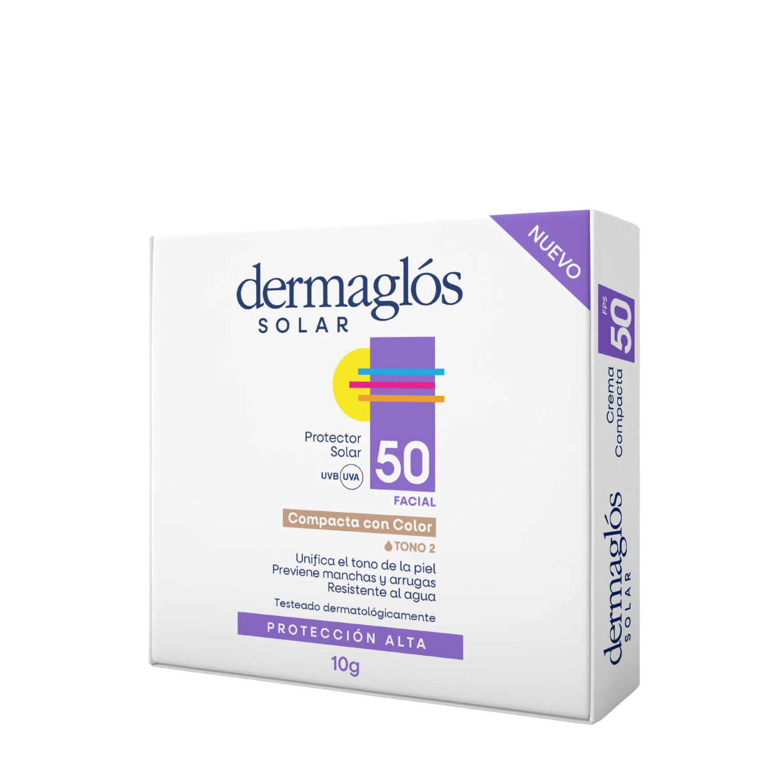 Protector Solar Facial Compacto Dermaglos FPS 50 Tono 2 X 10 Gr - Imagen 5