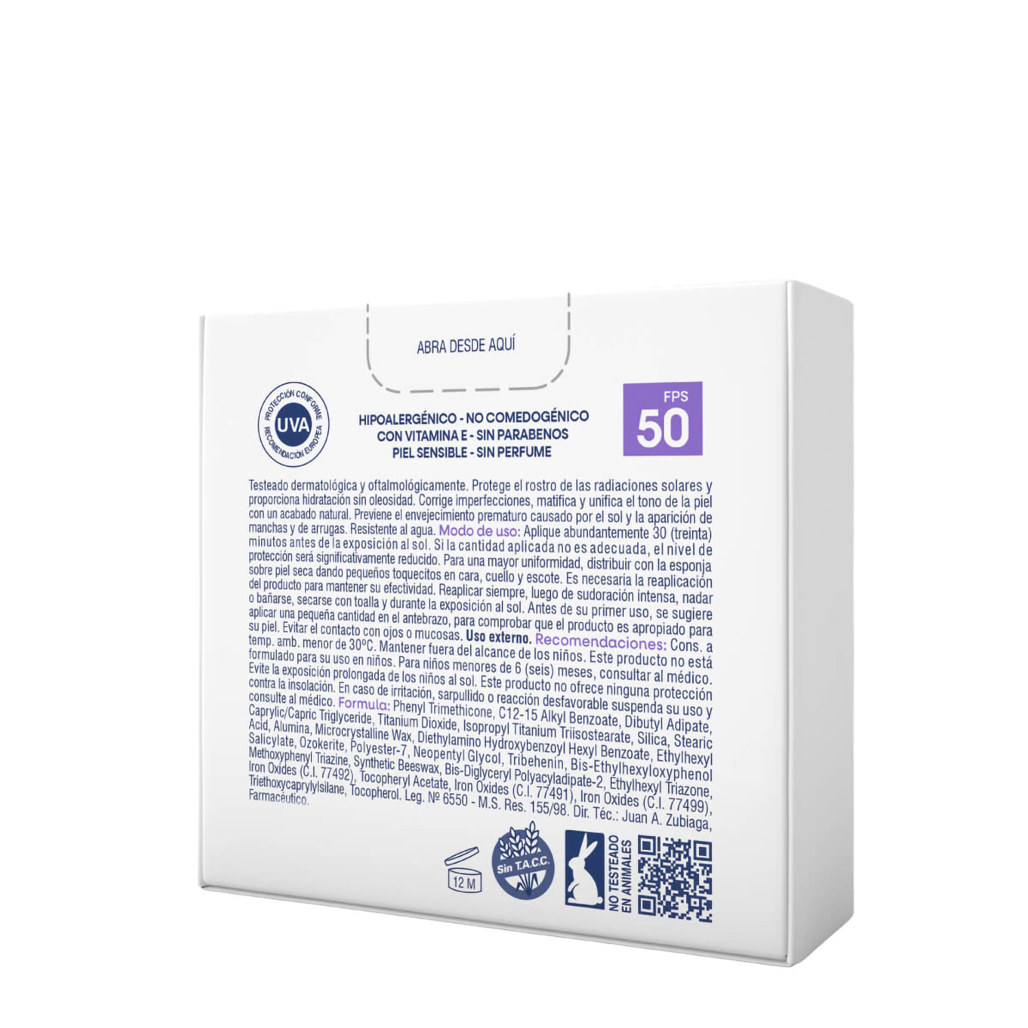 Protector Solar Facial Compacto Dermaglos FPS 50 Tono 2 X 10 Gr - Imagen 6
