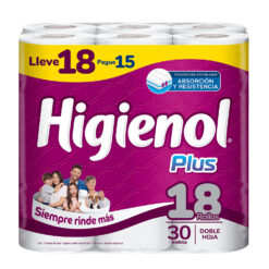 Papel Higiénico Higienol Plus Doble Hoja 30 M X 18 U