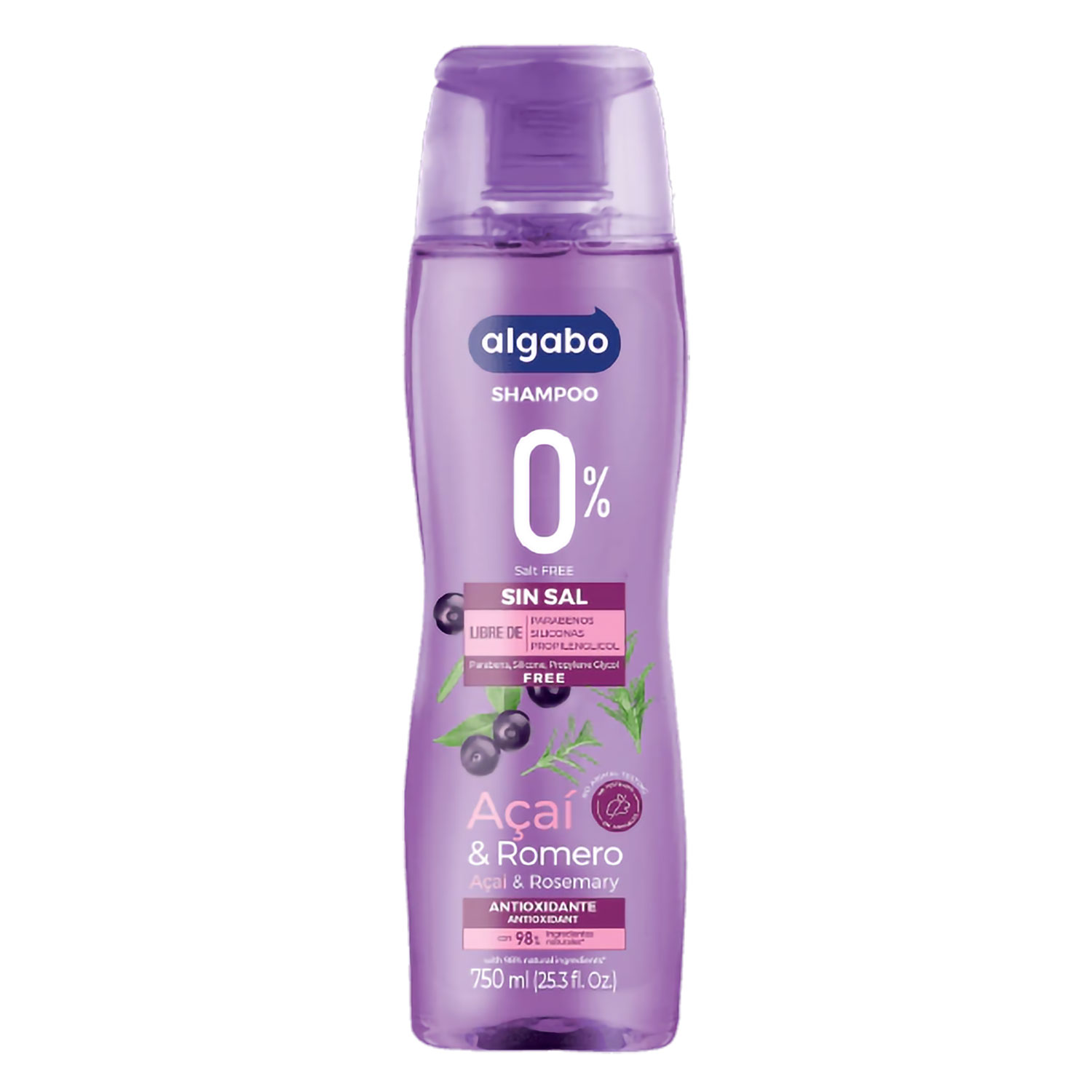 Shampoo Algabo Linea Natural Acai y Romero X 750 Ml