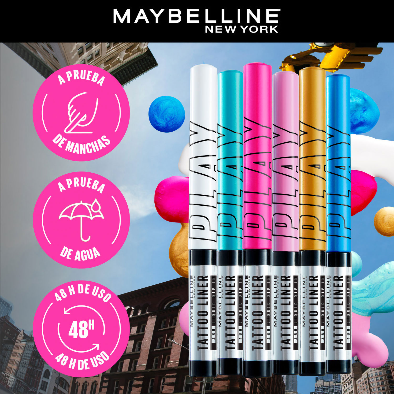 Delineador De Ojos Liquido Maybelline Tattoo Liner Play Punch X 2,1 Gr - Imagen 6