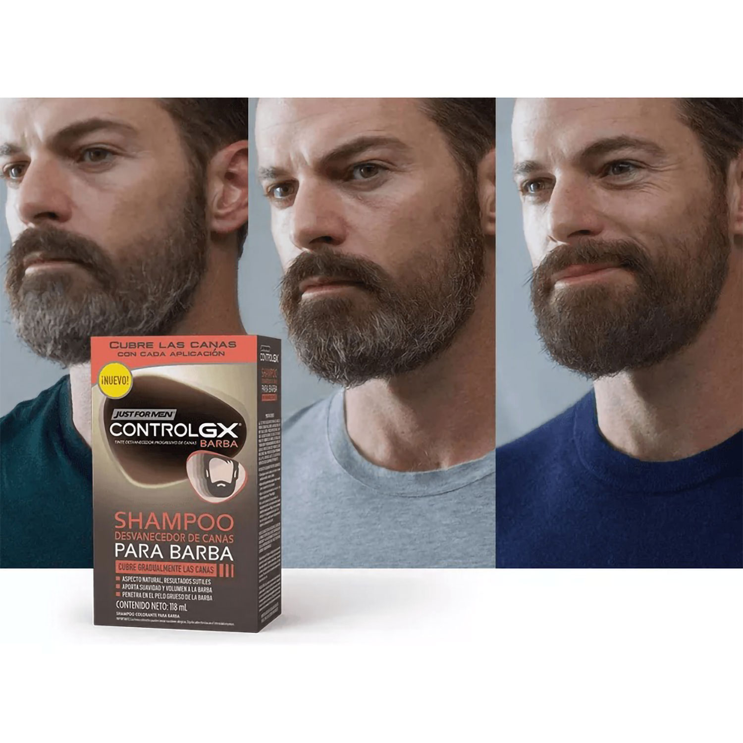 Shampoo Desvanecedor De Canas Just For Men Barba X 118 Ml - Imagen 3