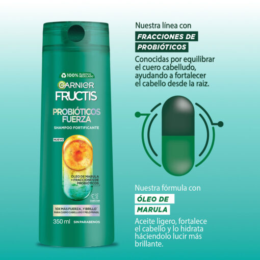Shampoo Garnier Fructis Probióticos Fuerza X 350 Ml - Imagen 4