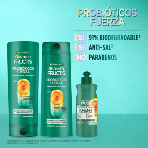 Shampoo Garnier Fructis Probióticos Fuerza X 350 Ml - Imagen 8