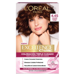 Tintura Permanente en Kit Loreal Paris Excellence 4.45 Castaño Cobrizo Caoba X 1 U