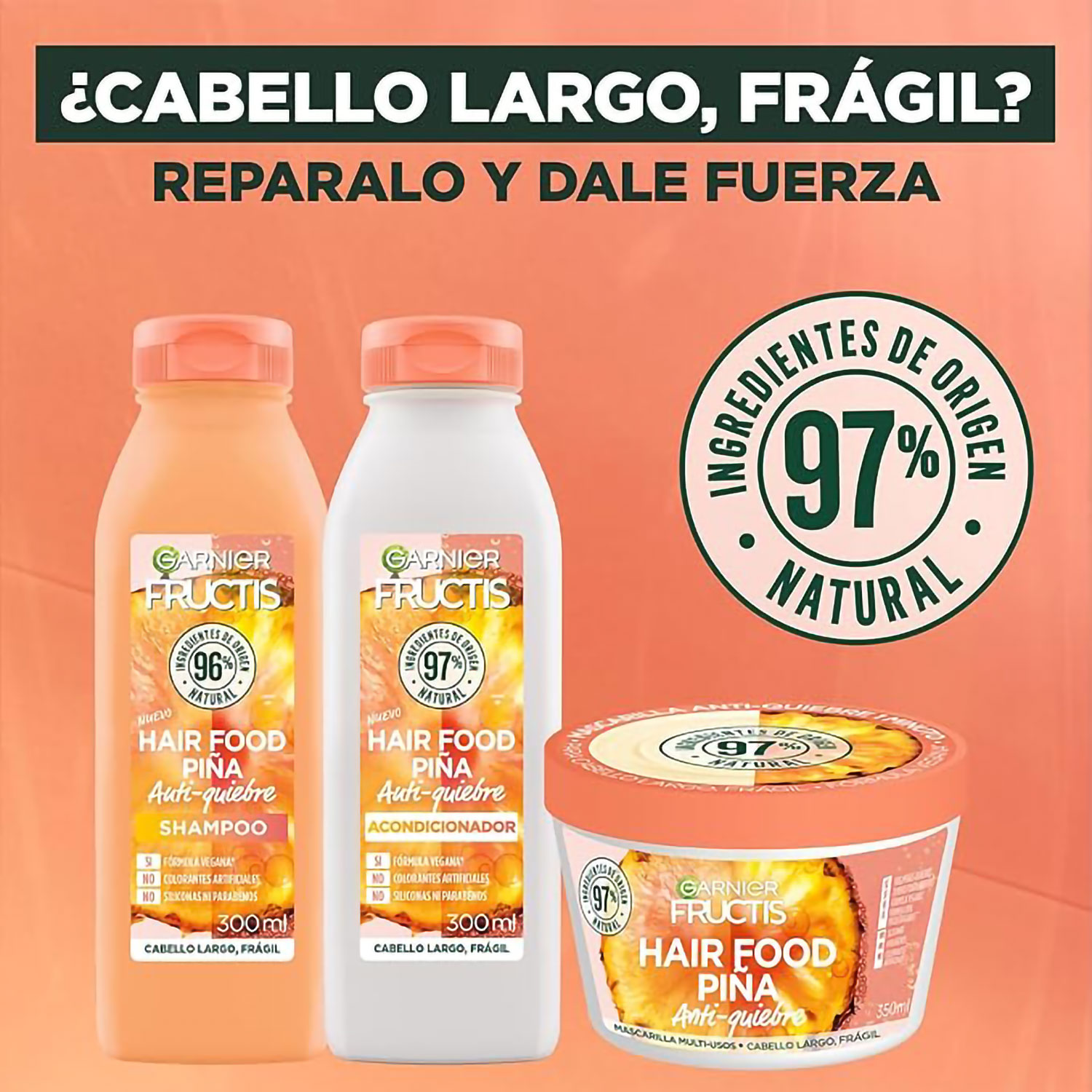Acondicionador Fructis Hair Food Ananá X 300 Ml - Imagen 5