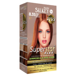 Tintura Permanente En Kit Silkey Superstar Plex 8,35 Rubio Claro Dorado Cobrizo X 1 U