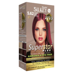 Tintura Permanente En Kit Silkey Superstar Plex 5,62 Castaño Claro Rojizo Violaceo X 1 U
