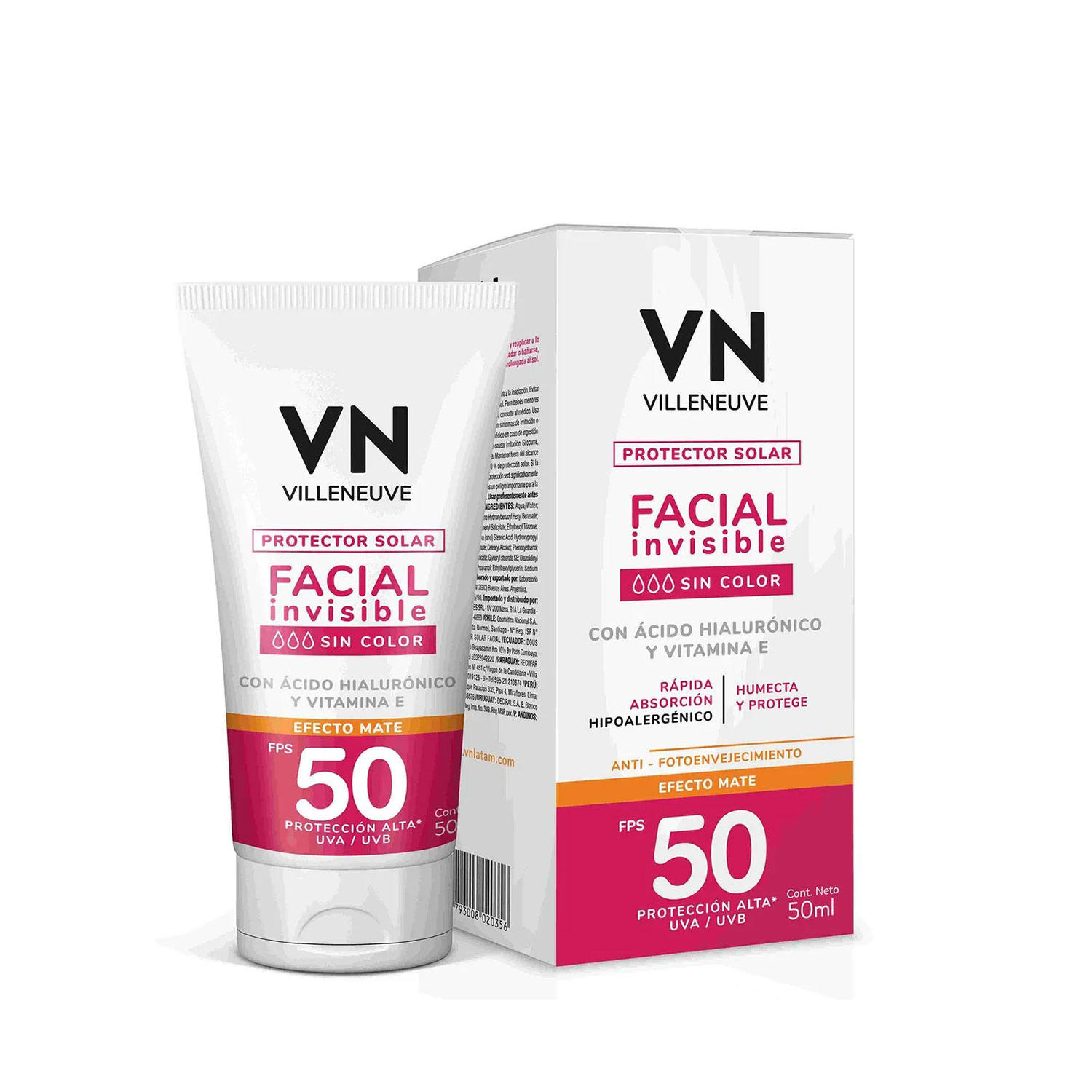Protector Solar Facial Villeneuve FPS 50 Efecto Mate X 50 Ml