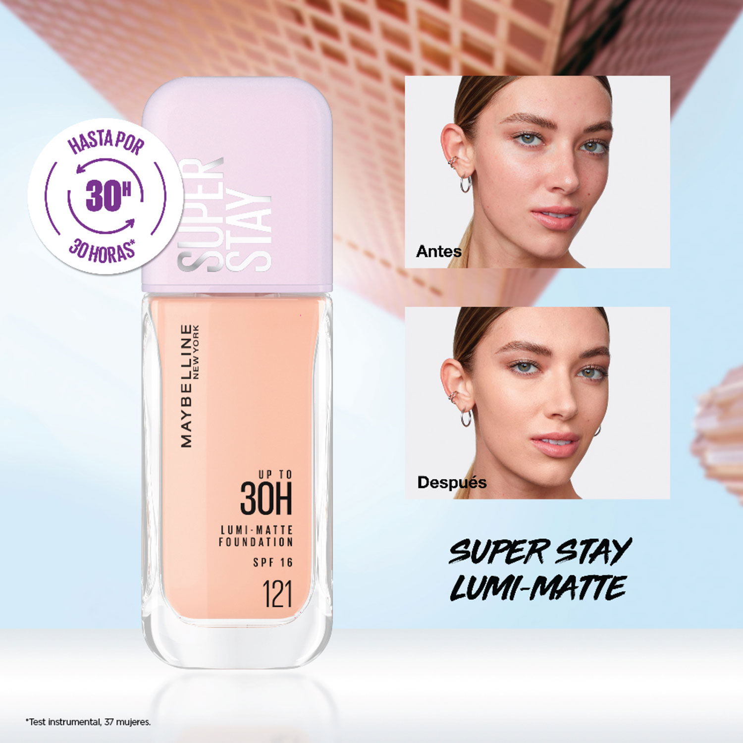 Base de maquilaje Líquida Maybelline Super Stay Lumi-Matte 330 FPS 16 X 35 Ml - Imagen 7
