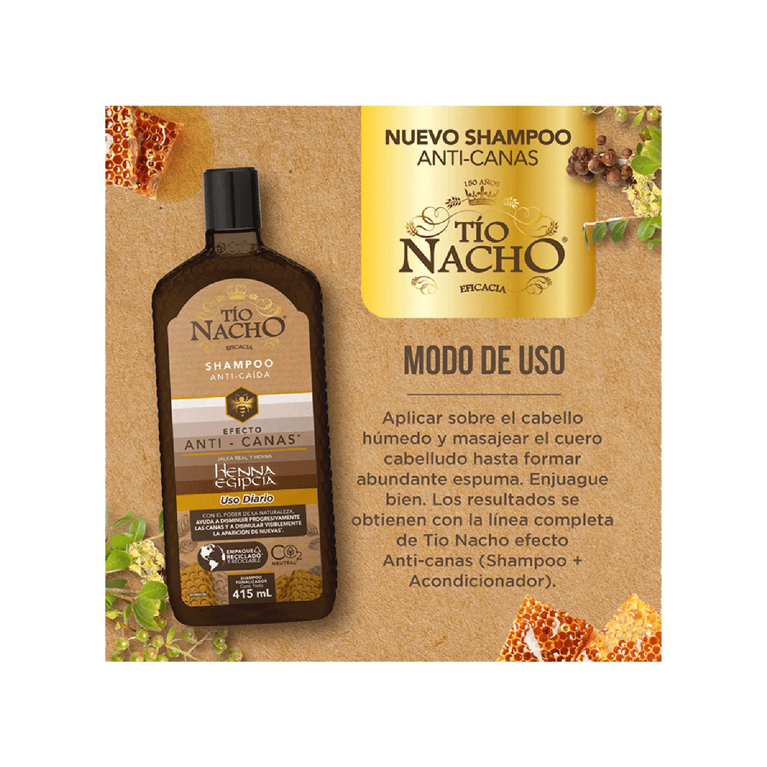 Shampoo Tio Nacho Anti Canas X 415 Ml - Imagen 2