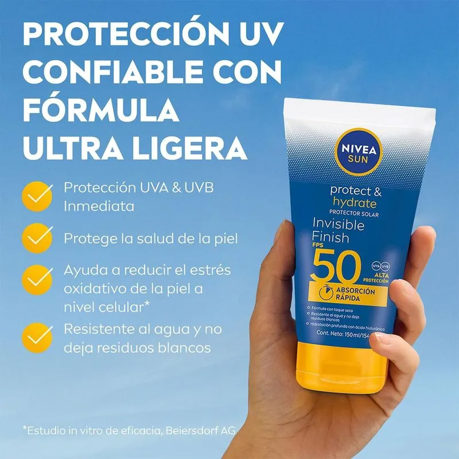 Protector Solar Nivea Invisible Finish FPS 50 X 150 Ml - Imagen 3