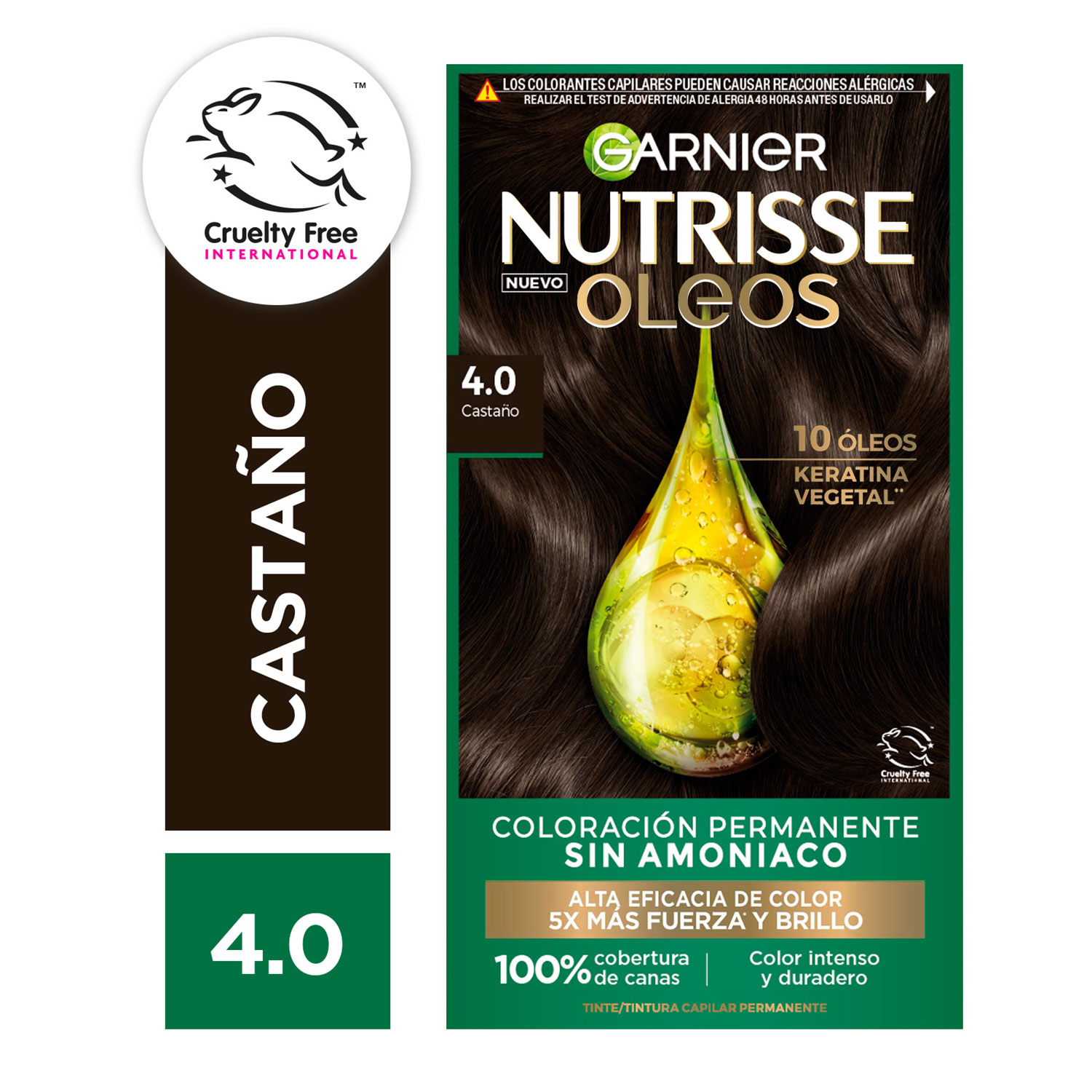 Tintura Permanente en Kit Nutrisse Oleos Sin Amoníaco 4,0 Castaño X 1 U - Imagen 2