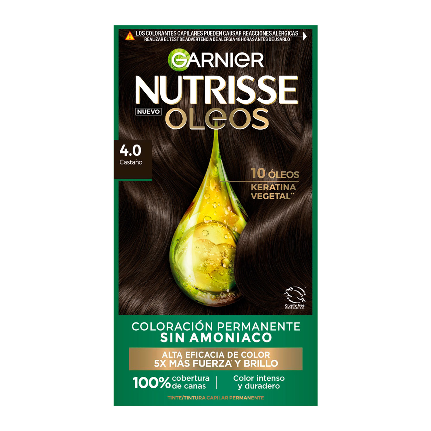 Tintura Permanente en Kit Nutrisse Oleos Sin Amoníaco 4,0 Castaño X 1 U - Imagen 3